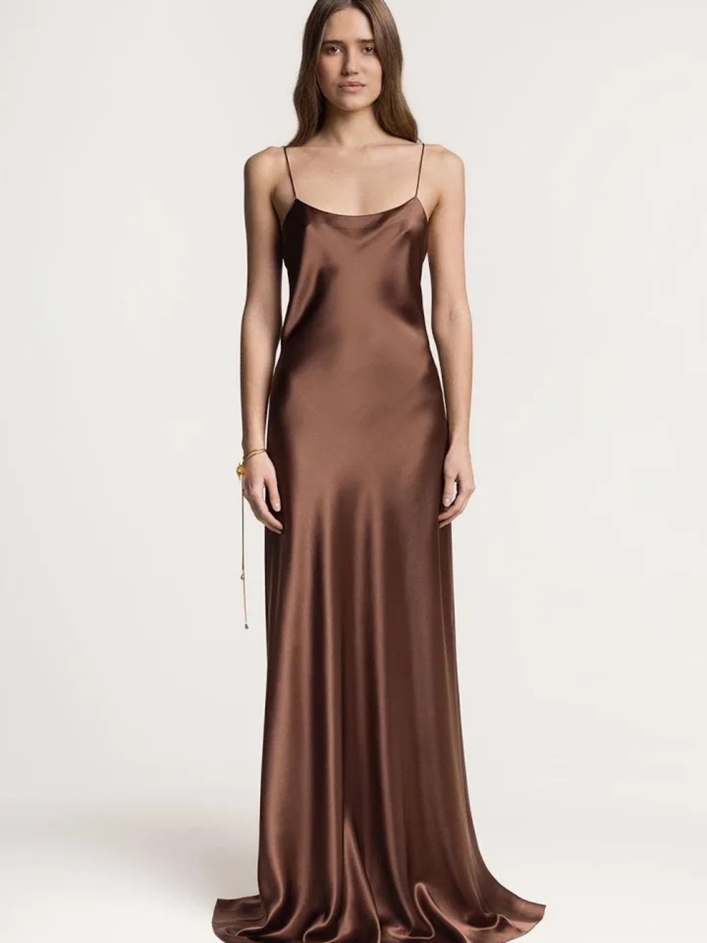 Serenity Satin Chocolate silk
Brown Maxi Slip Dress